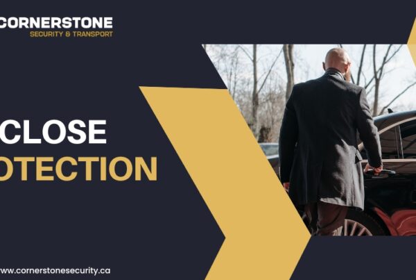 Cornerstone Security close protection agent opening car door for executive client in Vancouver